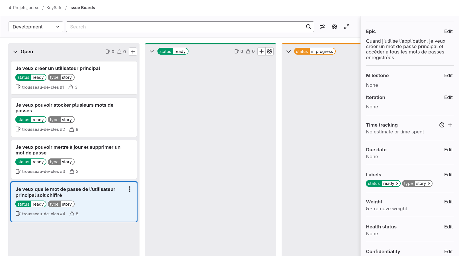 Gitlab development issue board ok