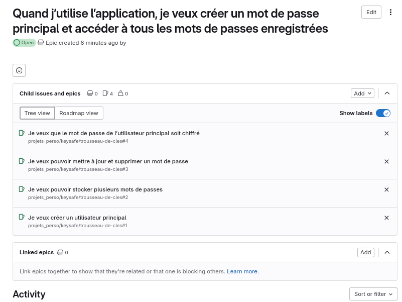 Gitlab story créées 