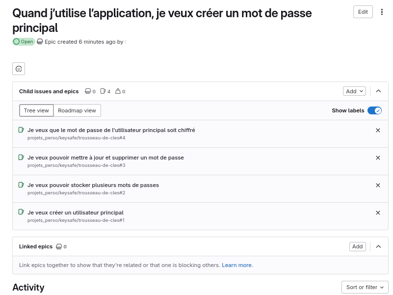 Gitlab story créées 